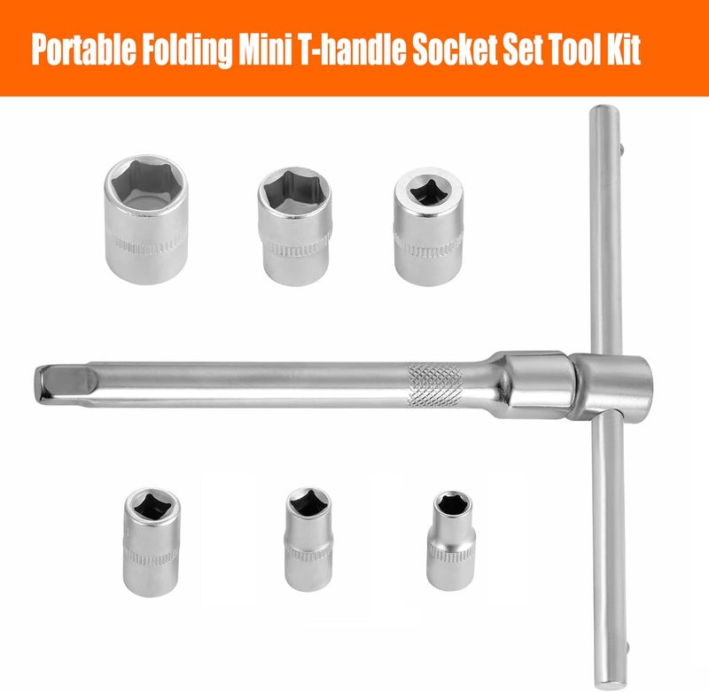 NACHEE Folding Mini T-Handle Socket Set 1/4'' Drive Tool Kit for Motorcycle ATV UTV, (007) - Image 3